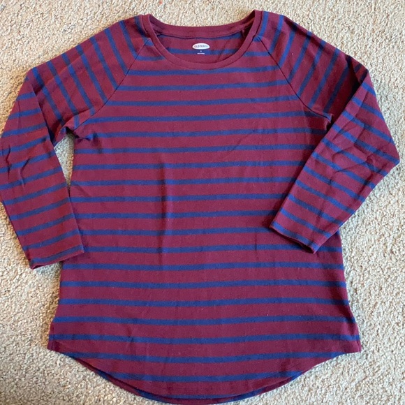 Old Navy Maroon Striped Knit Long Sleeve - Picture 1 of 5